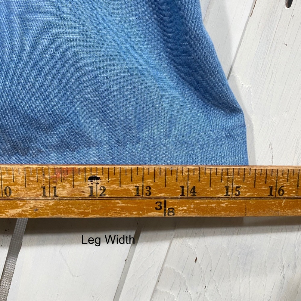 Blue High Waisted Wide Leg Culotte Pants Pleated Chambray 29W Flowy Airy Boho - Picture 6 of 11